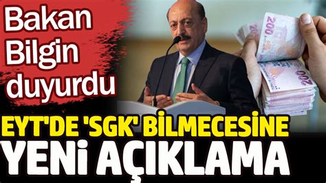 Bakan Bilgin Duyurdu Eyt De Sgk Bilmecesiyle Ilgili Yeni A Klama