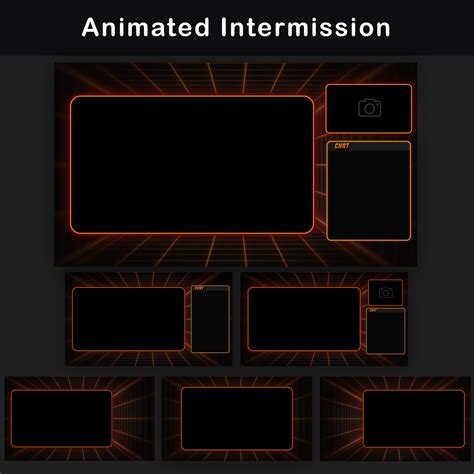 Animated Retro Twitch Overlays Pack Orange Stream Package Alerts Screens Webcam Panels