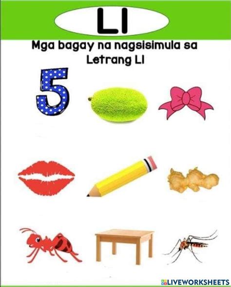 Mga Bagay Na Nagsisimula Sa Letrang L Worksheet