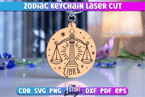 Libra Keychain Zodiac Sign CNC File Graphic By The T Store Design