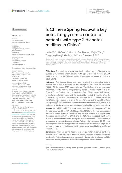 Pdf Is Chinese Spring Festival A Key Point For Glycemic Control Of