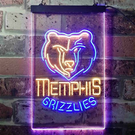 Memphis Grizzlies LED Neon Sign - Blue & Yellow / Small (12 x 16 inches ...