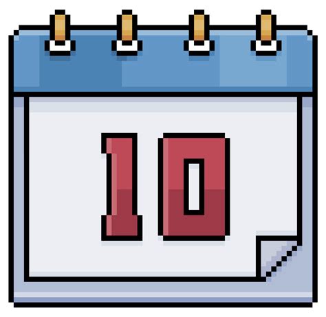 Pixel art calendar with date 10. Day 10. Holiday day 10 vector icon for ...