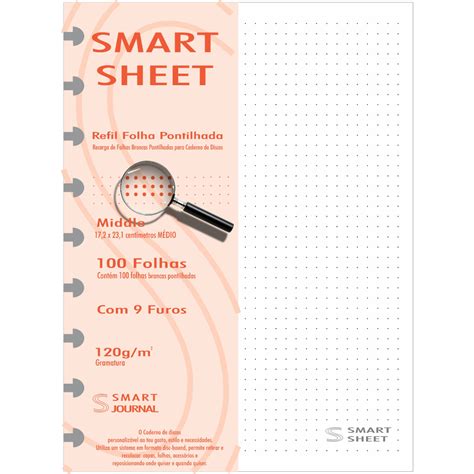 Refil Caderno De Discos 120g 100 Folhas Pontilhado Medio M Smart Sheet