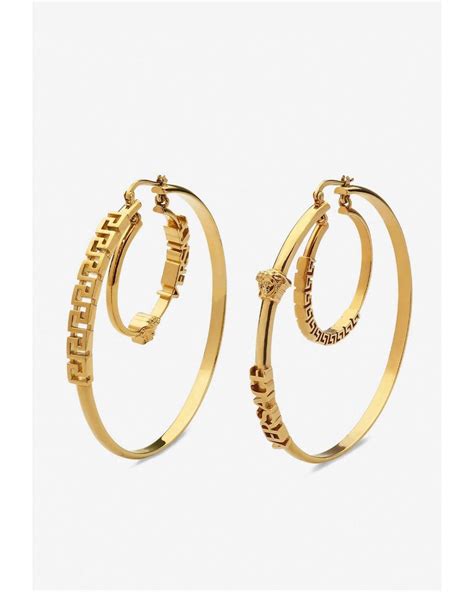 Versace La Medusa Greca Hoop Earrings In Metallic Lyst Canada