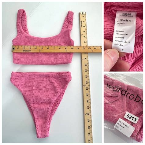 Other Naked Wardrobe Swim Pink Smocked Pc Bikini NEW Sz S Grailed