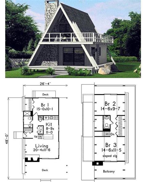 A-Frame House Plan. Total Living Area: 1272 sq. ft., 3 b and 1.5 ...