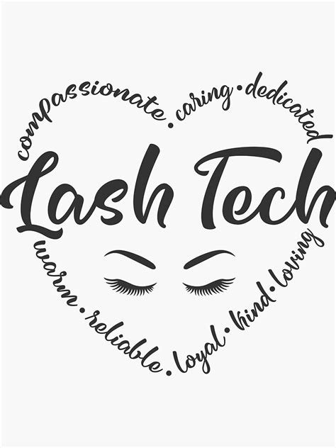 Lash Tech Heart Word Art With Eyelashes Sticker By Brackerdesign Redbubble