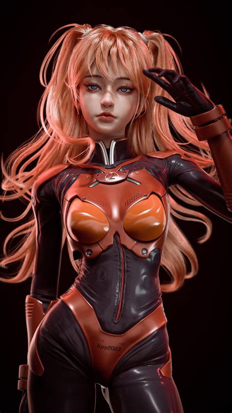 JueFei Kay CGi Neon Genesis Evangelion Asuka Langley Soryu Redhead