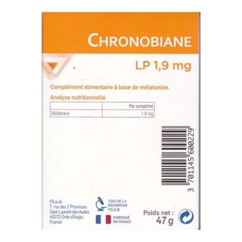 Pileje Chronobiane LP 1 9mg Mélatonine 60 comprimés