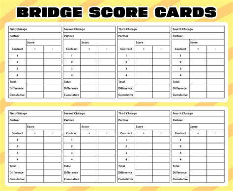 Chicago Bridge Score Sheets Template - 10 Free PDF Printables | Printablee