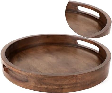 Amazon Lavauk Mango Wood Round Serving Tray With Handles