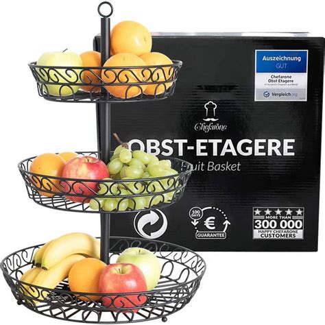 Chefarone Fruit Etagère 3 Laags Fruitmand Metaal Fruitschaal