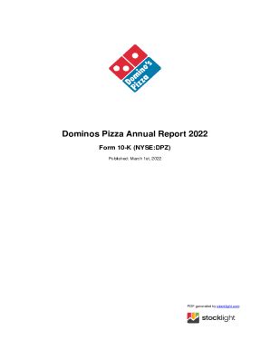 Fillable Online Dominos Pizza Inc DPZ SEC Filing 10 K Annual Report