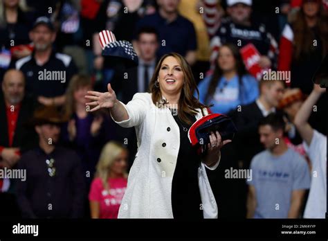 Republican National Committee Chairwoman Ronna McDaniel throws hats to ...