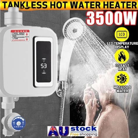 Instant Electric Tankless Hot Water Heater System For Fast Shower Heat Big W