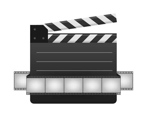 Black Closed Clapperboard And Film Strip Black Cinema Slate Board