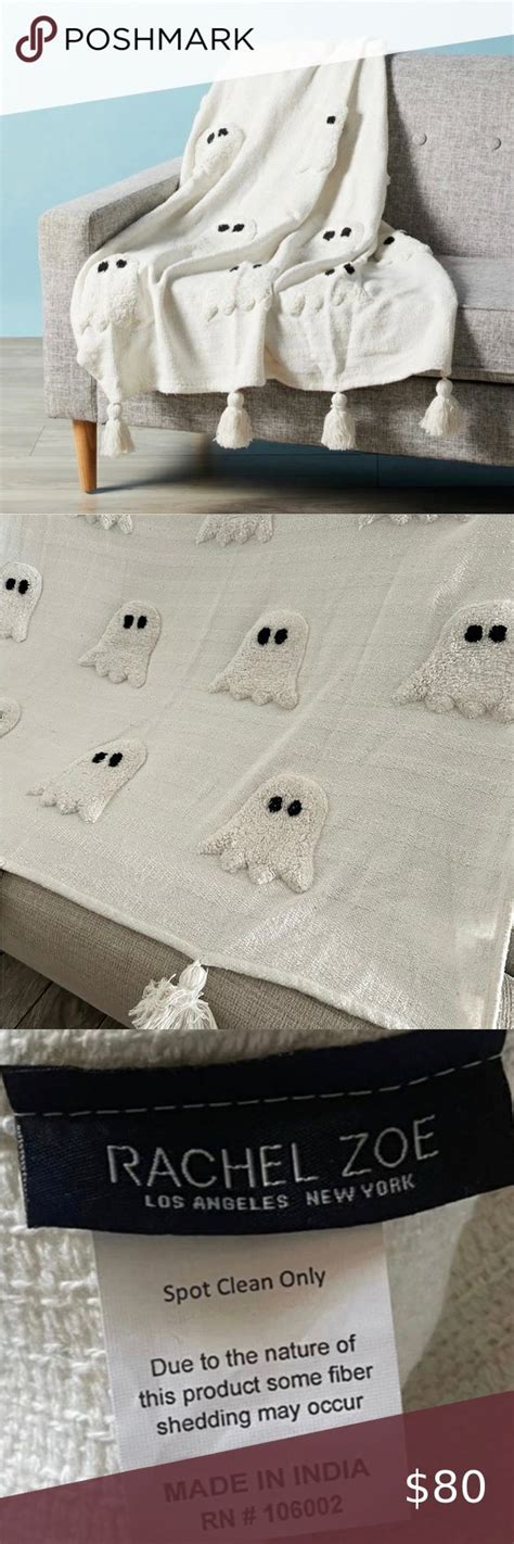 Rachel Zoe Halloween White Ghost Throw Blanket Measures 50 X 60 Rachel Zoe Throw Blanket