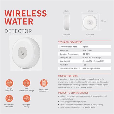 Ewelink Zigbee Smart Home Water Leak Sensor Wireless Flood Detector