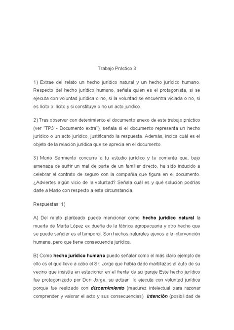 Tp Derecho Privado Nota Trabajo Pr Ctico Extrae Del Relato Un