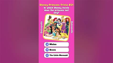 Disney Princess Trivia Quiz 👸 Question Number 21 Youtube