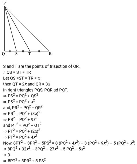 28 S And T Trisect The Side Qr Of Right Triangle Pqr Pt 8pt2 3pr2 15ps2