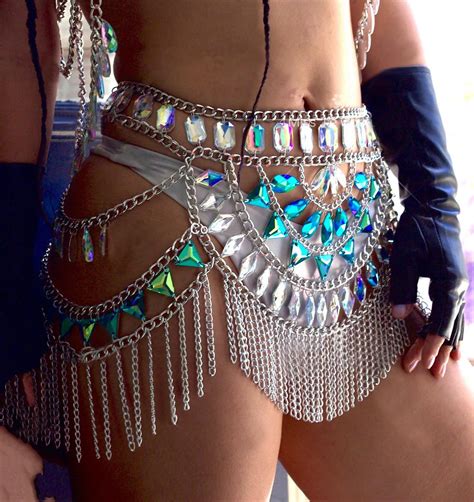 New Design Chain Waist Body Jewelry Women Handmade Sexy Crystal Blue Rhinestone Bikini Skirt