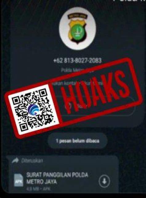 HOAKS Pesan WhatsApp Surat Panggilan Polda Metro Jaya Infohoax Badung