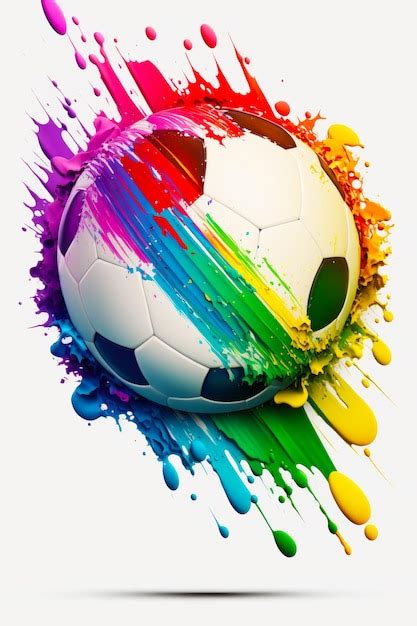 Premium Photo Soccer Ball With Colorful Paint Splatters On The Side