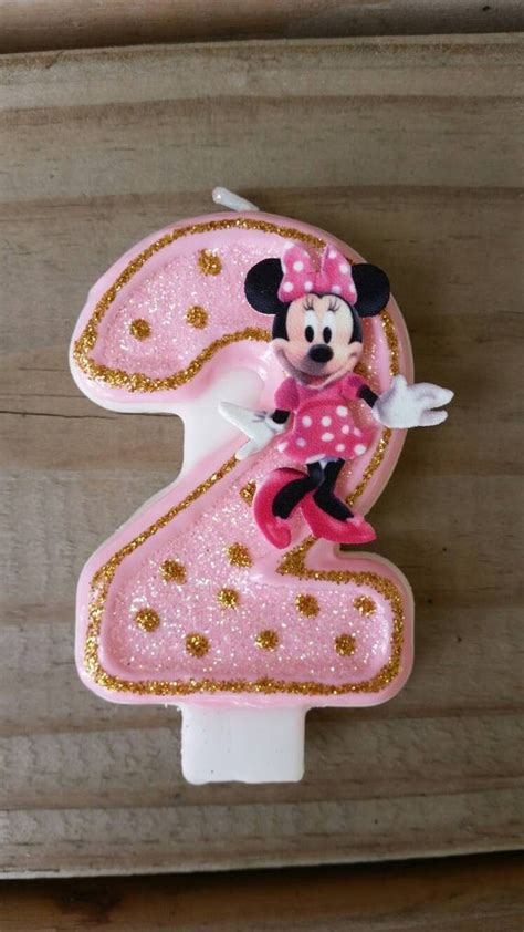 Pink And Gold Minnie Mouse Birthday Candle