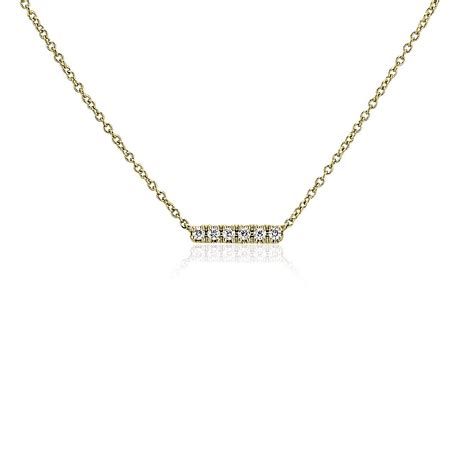 Mini Diamond Bar Necklace in 14k Yellow Gold | Blue Nile