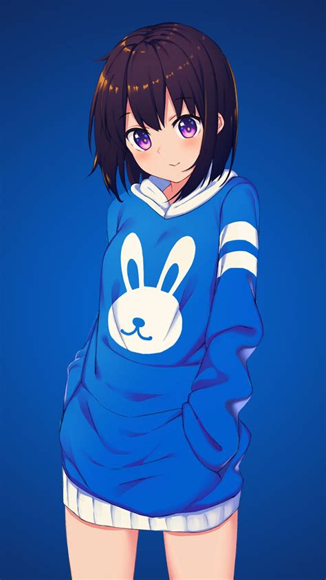 Anime Cute Girl With Hoodie Wallpapers Wallpaper Cave