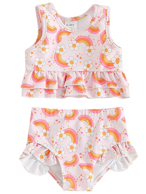 Mevireiy Baby Girls Bikini Set Sleeveless Ruffled Tops With Briefs