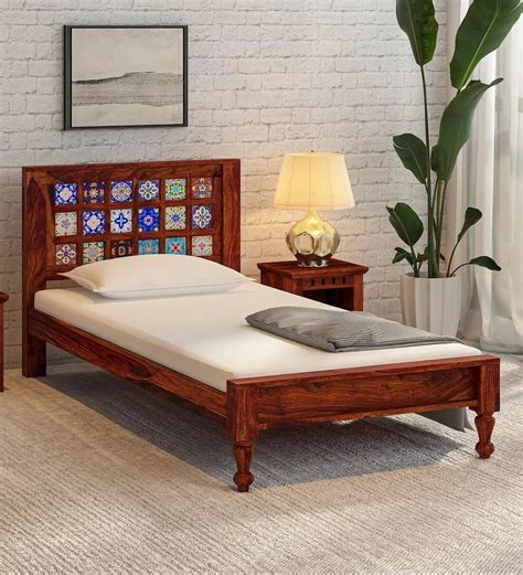 Sheesham Wood Teak Wood Wooden Single Bed Without Storage At Rs