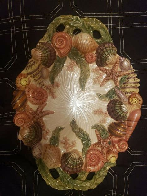 Vintage Fitz And Floyd Oceania Seashell Platter 2014150216