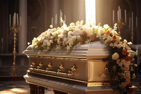 Premium Photo | Beautiful flowers in a coffin at a funeral