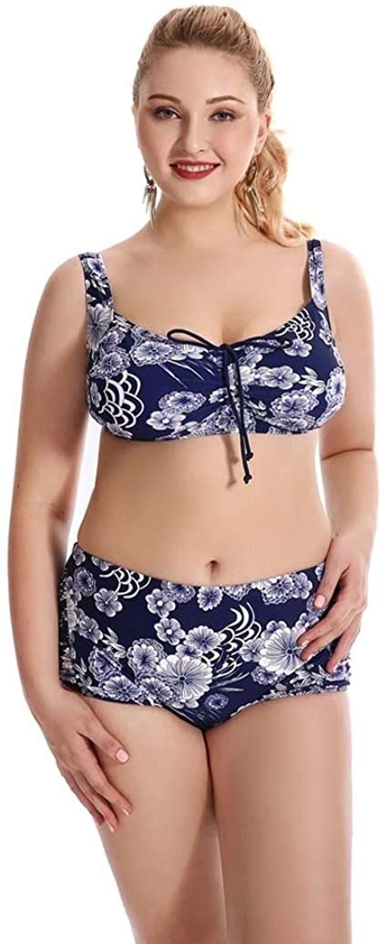 Plus Size Two Piece Halter Swimsuit Tie Bikini Wf Shopping