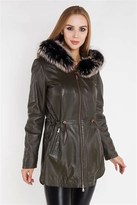 Куртка женская из натуральной кожи зеленая, модель DC-1638 | Куртка ...
