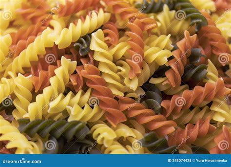 Nudeln In Drei Farben Aus Hartweizen Pasta Fusilli Tricolor