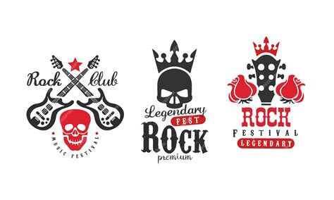 Premium Vector Rock Club Logo Templates Set Legendary Rock Music Fest