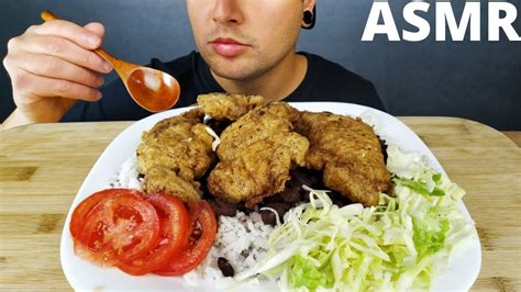 Asmr Comida Arroz Feij O Frango Frito E Salada De Repolho E Tomate