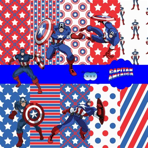 Digital Paper Kit Party Captain America Captain America Etsy