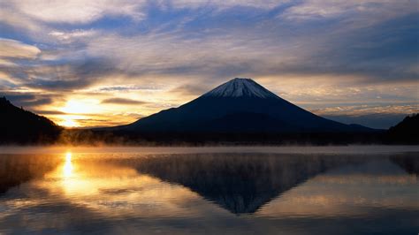 Mountain And Body Of Water Mountains Landscape Sunlight Japan Hd