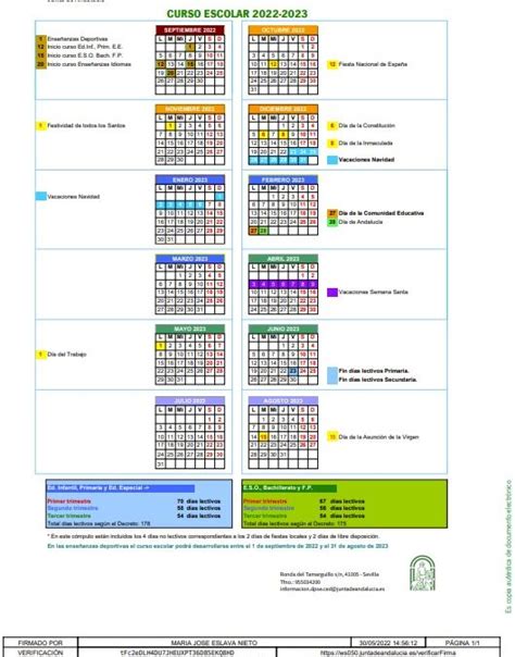 Calendario Escolar En Sevilla Para El Curso Academia Solaga