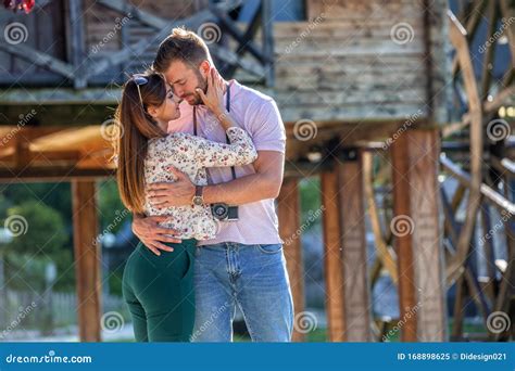 Bearded Guy In Love With Brunette Cutie Stock Image Image Of Outdoors Married