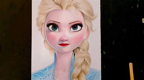 Drawing Elsa From Frozen 2 With Prismacolor Coloured Pencils Youtube