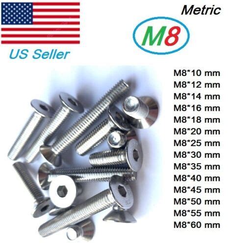 M X Metric Mm To Mm Hex Bolt Flat Head Stainless Steel