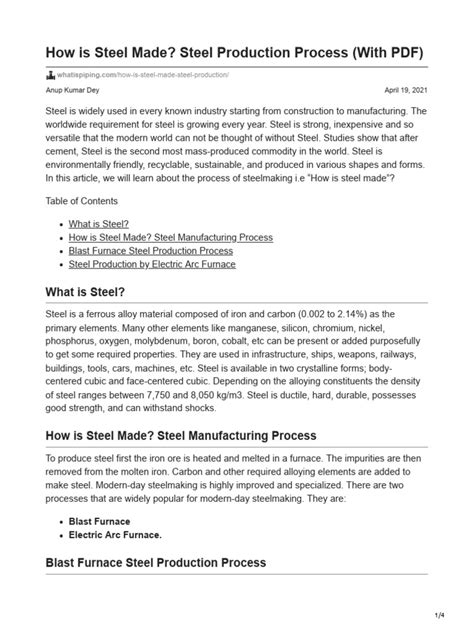 How Is Steel Made Steel Production Process With PDF | PDF | Steelmaking | Steel