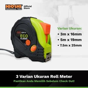 Jual Meteran Rol Meter Karet M M M Clasic Plat Putih Hioshi Eco