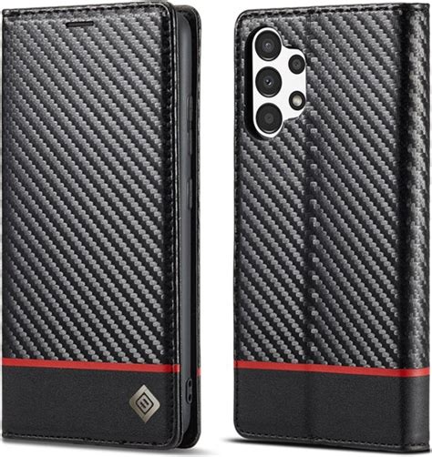 Luxe Bookcover Hoes Etui Voor Samsung Galaxy A G Zwart Rood Carbon